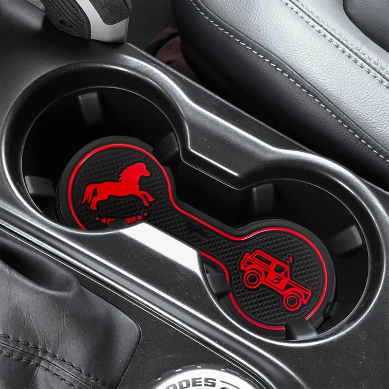 LSAUTO Compatible with Ford Bronco 2021-2025 Car Cup Holder Coaster Offroad, Silicone Car Decorative Water, Bronco Car Accessories (RED) - Image 4